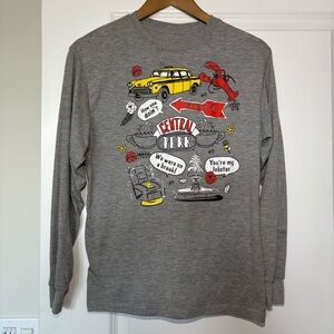 Friends Central Perk Graphic Long Sleeve Shirt Small Grey Crewneck